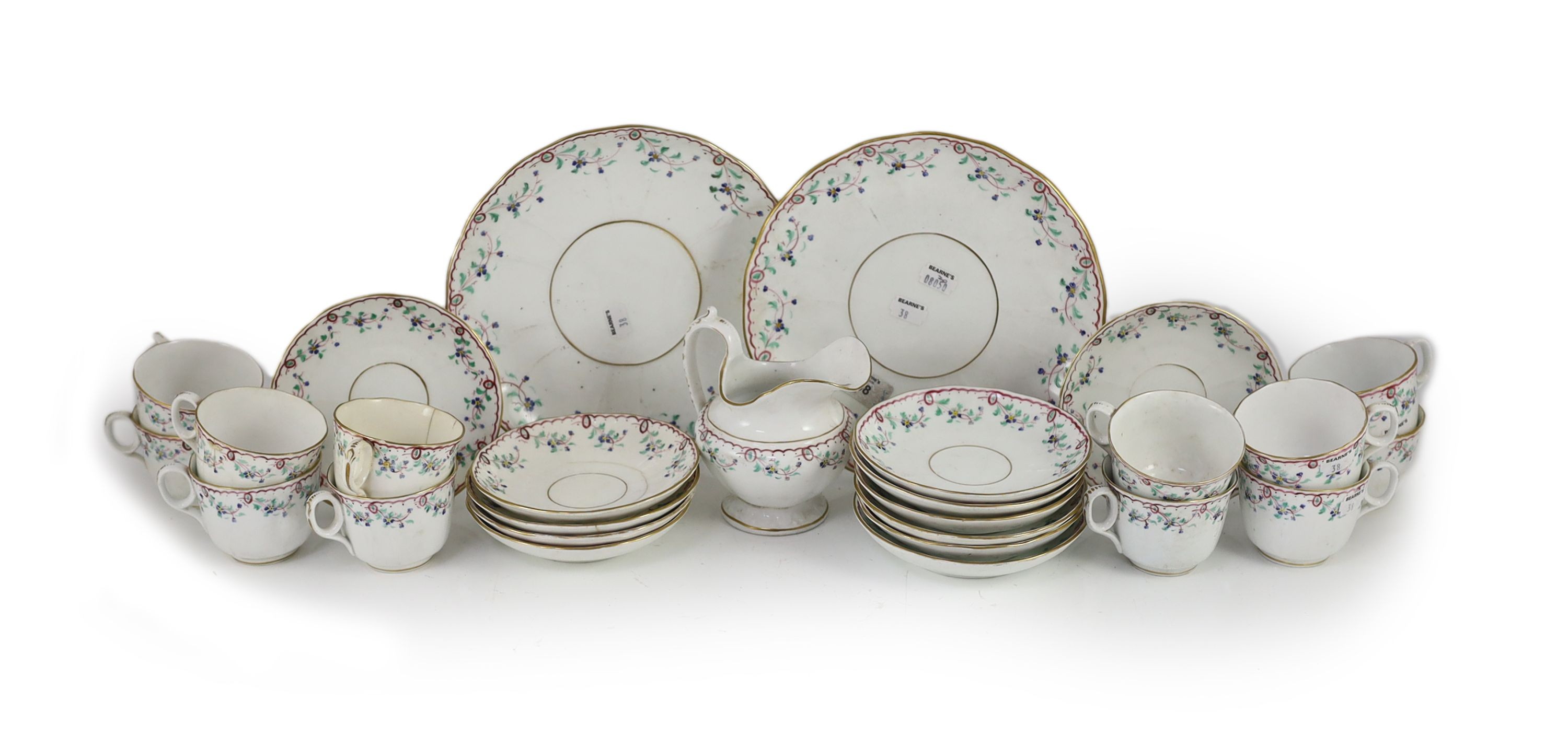 A Davenport porcelain part tea service, (27) (a.f.)